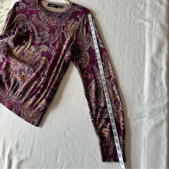 Lauren Ralph Lauren Woman’s Paisley Crew Neck Long Sleeve Sweater Size XL - Picture 9 of 10